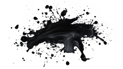 A dynamic splash of black paint on a white background. artistic creativity and fluid motion. perfect for use in design projects. advertisements. or creative presentations