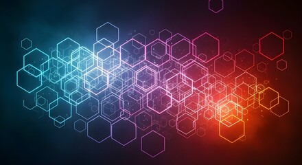 Abstract digital art featuring a network of glowing, interconnected geometric shapes.