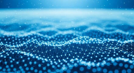 Abstract blue digital data and network connection technology concept background