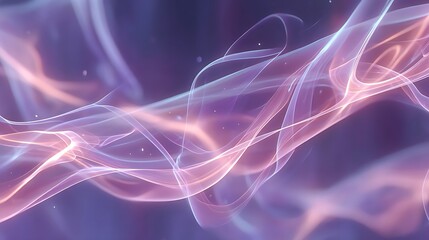 Fototapeta premium Ethereal Light Waves in Soft Neon Colors Flowing Through a Dark Background for Digital Art and Design Projects