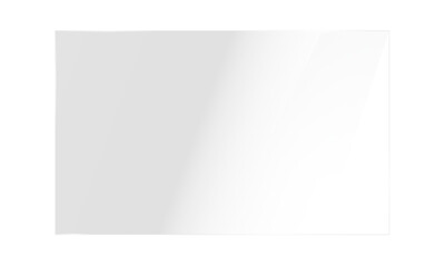 Transparent realistic shiny glossy clear glass plate panel rectangle shape with light glare reflective surface edges effect overlay on PNG isolated background smooth gradient see-through window