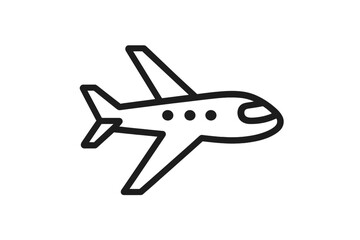 Minimalistic linear airplane icon for web, graphic design, banners, apps, travel agency, aviation, flight booking, transportation, social network, business cards, commercial and editorial use