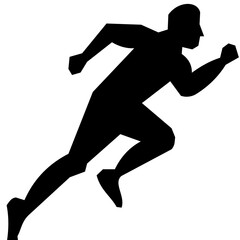 Silhouette of running man athlete in sprint motion