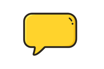 Fototapeta premium Yellow speech bubble vector icon. Flat cartoon illustration for chat, message, comment, and communication. Dialogue symbol for social media, web design, and app interface.