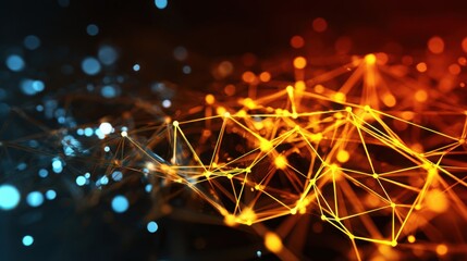node. Abstract digital network concept with glowing nodes and connections, representing futuristic technology. product launch decks.