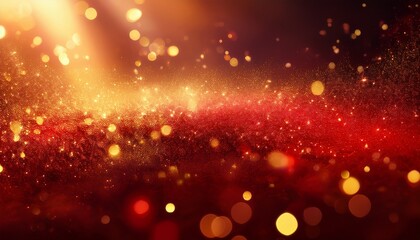 Obraz premium Soft Glowing Abstract Background With Red And Gold Particles In A Warm Atmospheric Haze