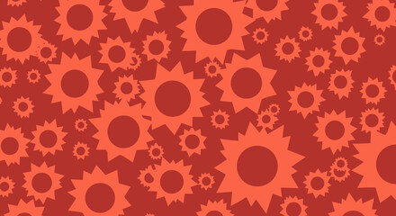 Red flower bursts fill the image, varied sizes, consistent color