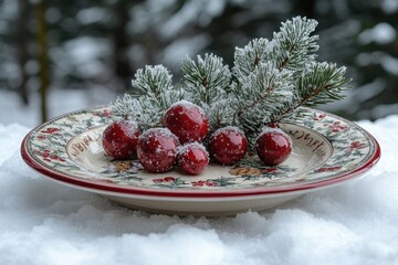 red balls on a plate.