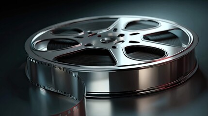 Obraz premium a reel of film with multiple projectors displaying various scenes from it, creating an illusion of a single reel containing numerous films within it