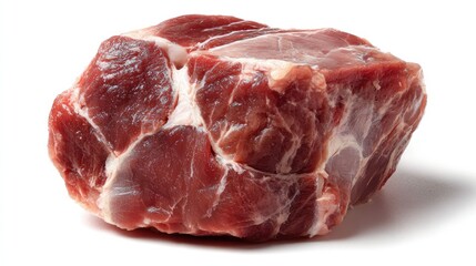 Obraz premium a close up of a large cut of meat with visible marbling, presented in a way that showcases its texture and fat distribution, likely for culinary purposes or to highlight its quality as a food product