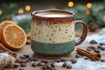 Mug with cinnamon stick on it.