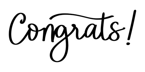 Congrats ink brush lettering, editable black congrats modern handwritten calligraphy vector.