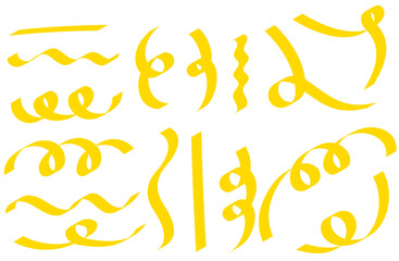手書きのペンマーカー イエロー　ぐるぐる・うねうね
