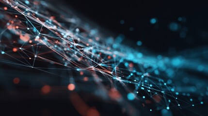 node. Abstract digital network concept with glowing nodes and connections, representing futuristic technology. product launch decks.