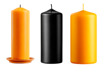 Orange and black candles isolated on transparent background, candles png image