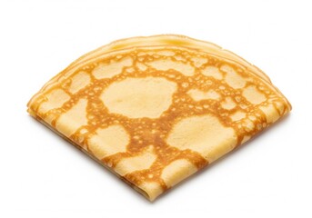 A golden-brown French crepe, lightly browned and folded into a triangle. Isolated white background.