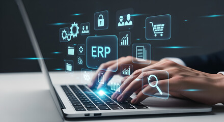 ERP System Business Software Digital Transformation Copy Space