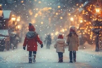 children walking in the snow.
