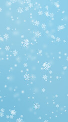 Fototapeta premium 雪の結晶が降る背景（水色背景）