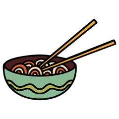 bowl of japanese noodles with chopsticks