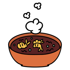 hot japanese shrimp in steaming bowl