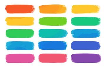 Fototapeta premium Vibrant Colorful Paint Brush Strokes Collection for Creative Design Isolated on Transparent Background
