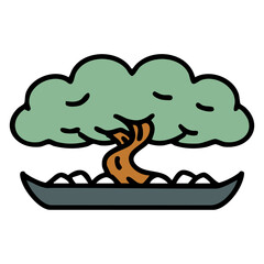 bonsai tree in shallow pot