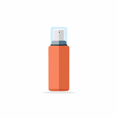 Orange cosmetic spray bottle with clear cap vector icon illustration