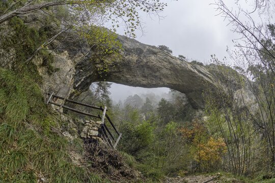 Ponte dell Orco stone arch, Ospedaletto, Trentino, Italy