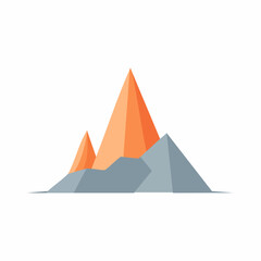 Simplified Mountain Range Illustration with Orange and Grey Peaks on White Background