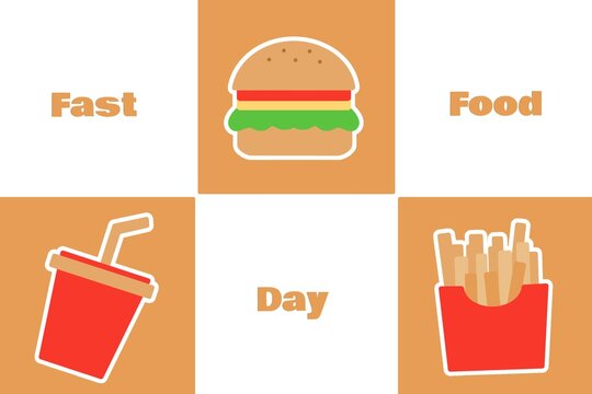 Fast food day pattern design flat vector illustration