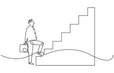 people on stairs going up one continuous line art.