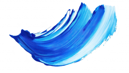 A blue paint stroke gracefully arcs across a clean white canvas. the fluidity of artistic expression. ideal for backgrounds in creative projects or art-related content