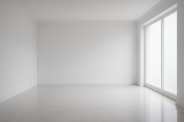 Obraz premium Minimalist empty white room with large window