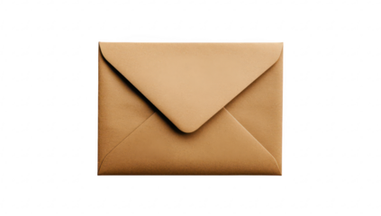 A close-up view of a brown envelope with a pointed flap. resting on a clean white surface. suggesting themes of communication. mailing. or personal correspondence in a minimalist setting