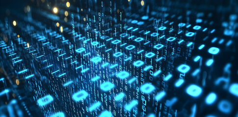 Binary code background with rows of zeros and ones symbolizing digital data, abstract technology design representing coding, programming, and information systems in modern computer science