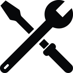 Vector art of silhouette icon of a wrench and a screwdriver crossed