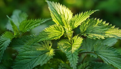 Stinging Nettle Plant Lush Green Leaves Closeup