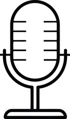Vector art of black and white icon of a vintage microphone