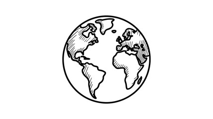 Obraz premium A Hand Drawn Globe Featuring the Continents of North and South America Along with Europe and Africa in Simple Black and White