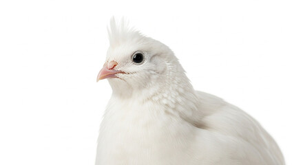 close up of a white pigeon isolated