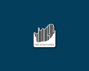Strong “Made in South Africa” barcode silhouette — perfect for branded packaging, product tags and international trade visuals. High-res vector and print-ready.