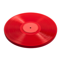Red Vinyl: A pristine, eye-catching red vinyl record lies isolated, its smooth surface reflecting the glow, inviting you to explore the world of music.