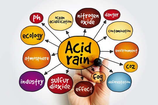 Acid rain mind map, concept for presentations and reports