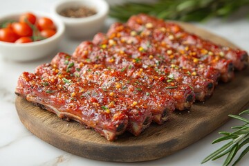 Wooden cutting board with various chopped vegetables and a chef's knife.