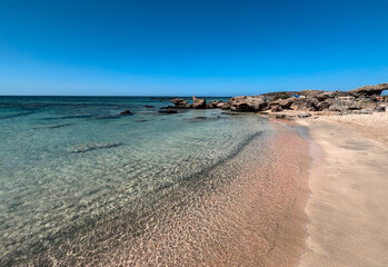 beach pink sand, Elafonisi , Greece