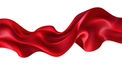Fototapeta premium A flowing red silk ribbon gracefully undulating against a white background. symbolizing elegance and celebration. perfect for use in festive decorations or artistic designs