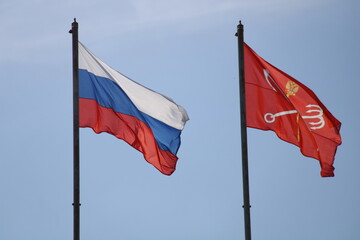 the flag of Russia and the flag of St. Petersburg