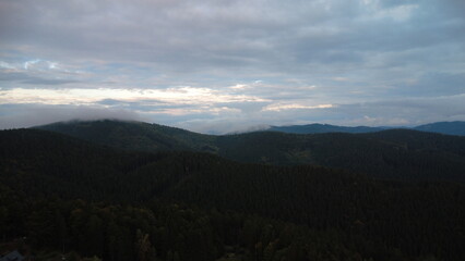 amazing view on the mountains in the evening.