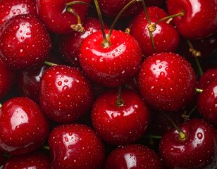 Juicy Red Cherries In Ceramic Bowl On Rustic Background